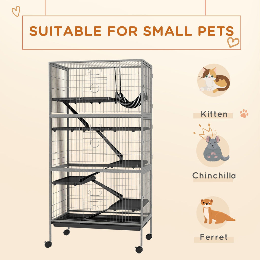 63- Tall Mobile Small Animal Habitat with Hammock for Ferrets and Chinchillas