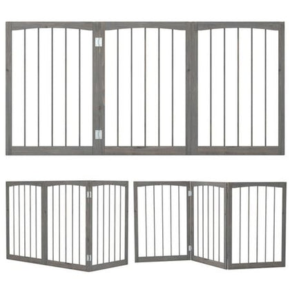63" x 30" Gray Wooden Pet Fence