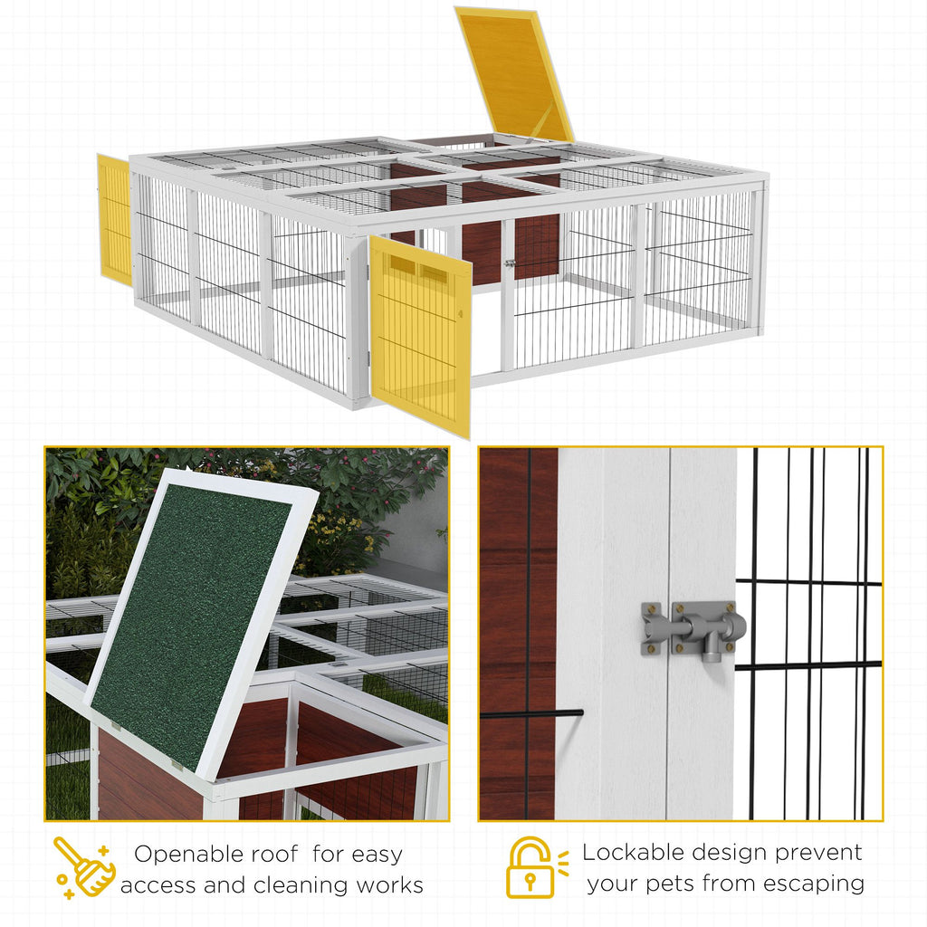 64" furniture-style Outdoor Rabbit Hutch with Run & Enclosed Cover