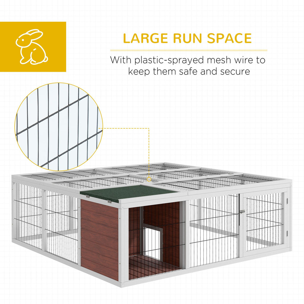 64" furniture-style Outdoor Rabbit Hutch with Run & Enclosed Cover