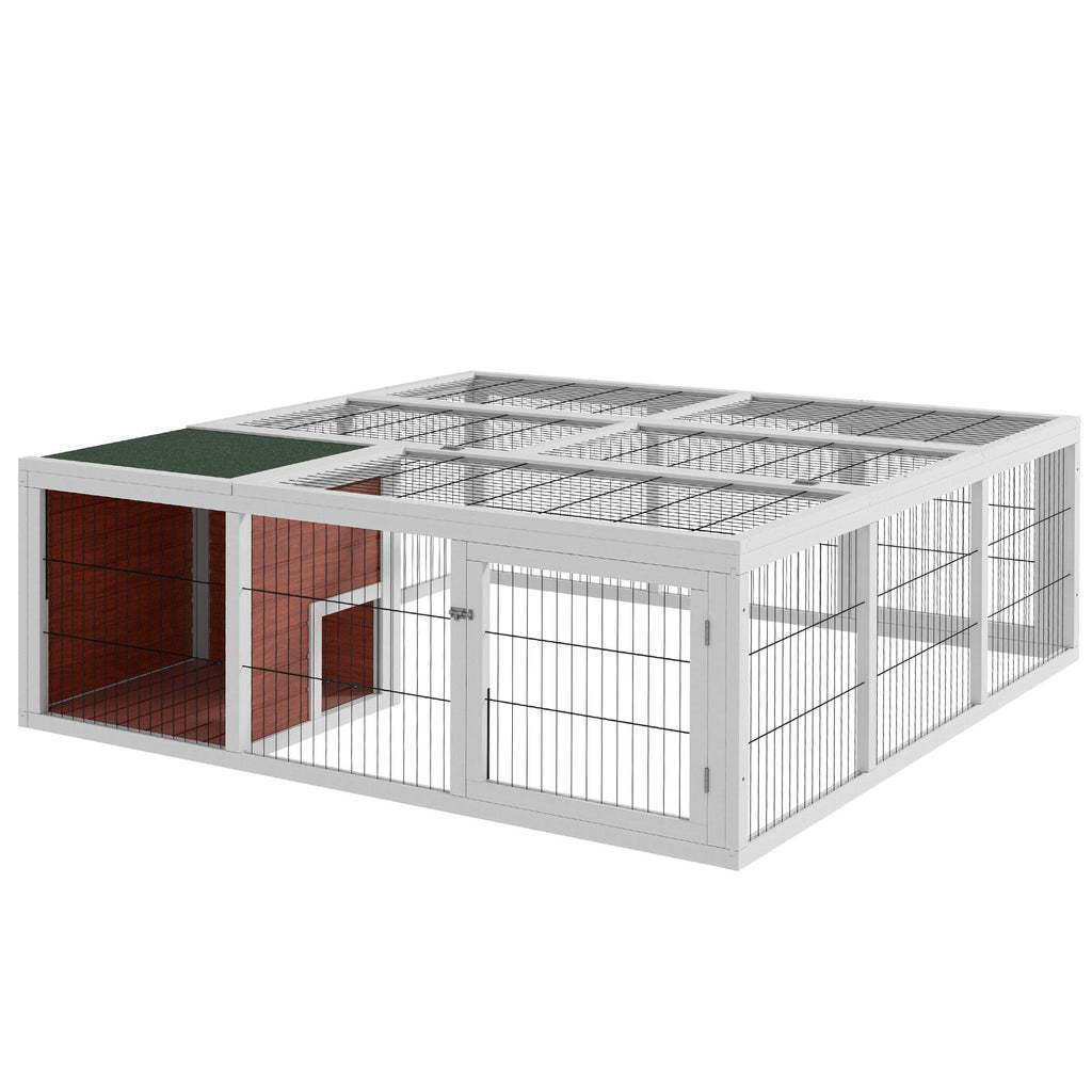 64" furniture-style Outdoor Rabbit Hutch with Run & Enclosed Cover
