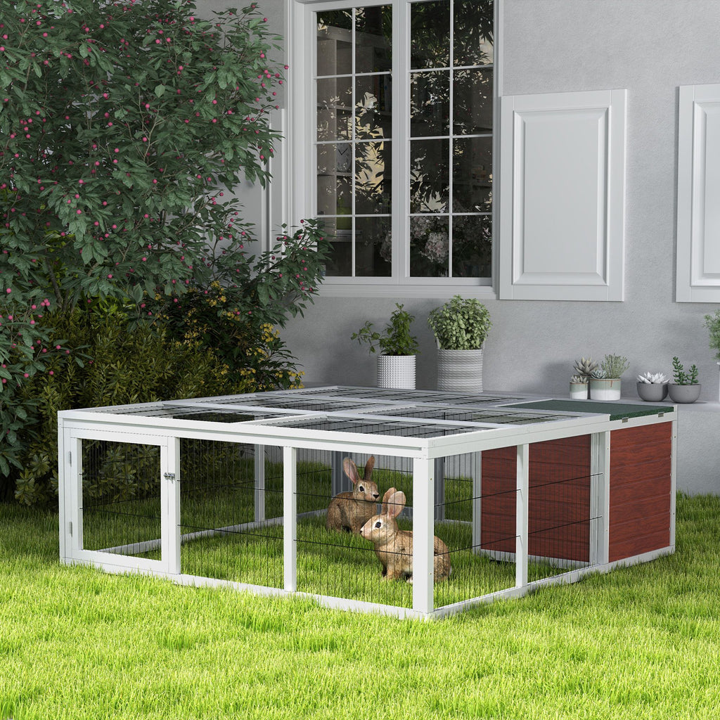 64" furniture-style Outdoor Rabbit Hutch with Run & Enclosed Cover