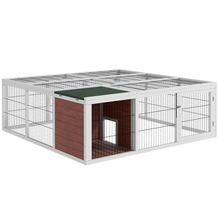 64" furniture-style Outdoor Rabbit Hutch with Run & Enclosed Cover