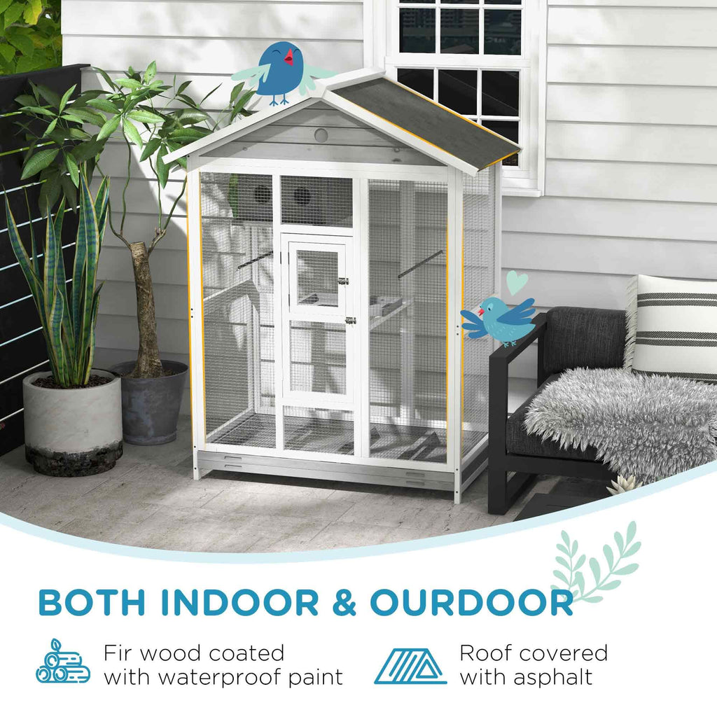 PawHut 64.5" furniture-style Bird Aviary - Extra Space for Finches