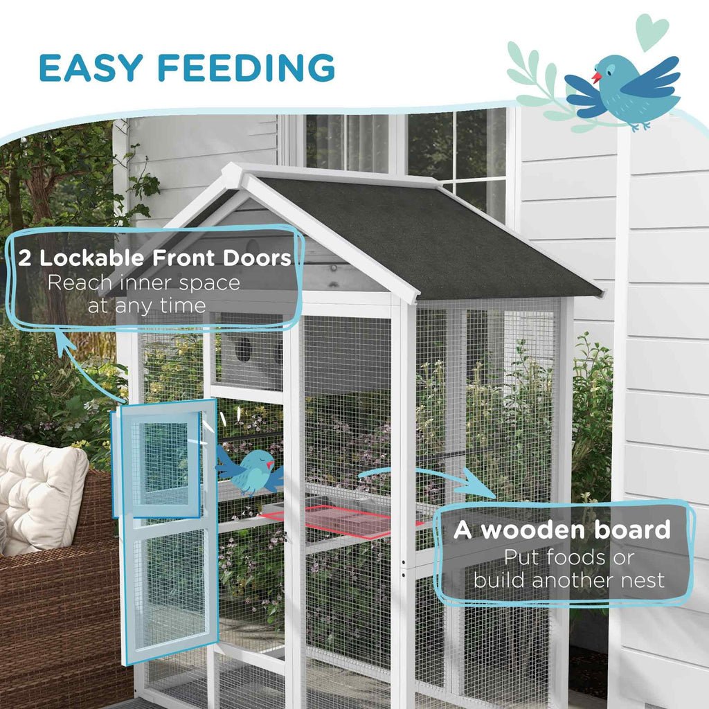 PawHut 64.5" furniture-style Bird Aviary - Extra Space for Finches