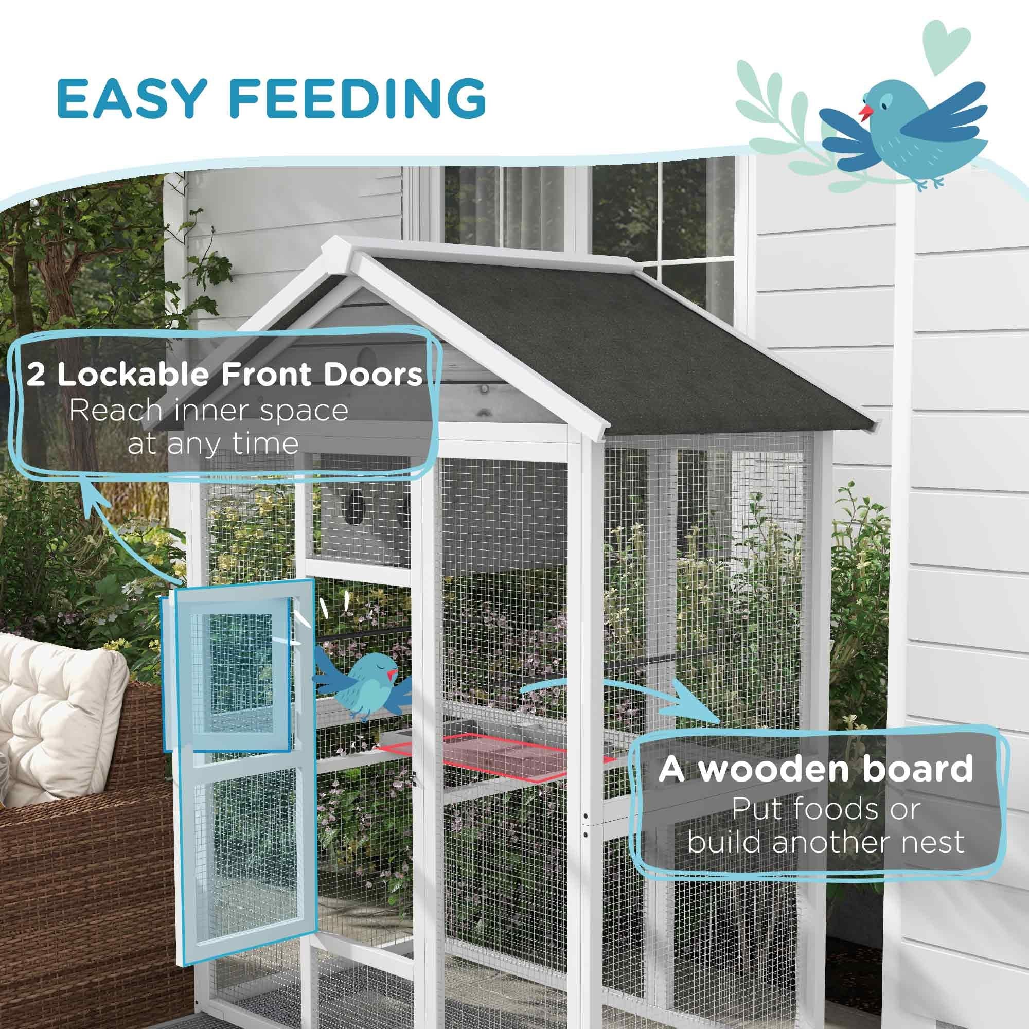 PawHut 64.5" furniture-style Bird Aviary - Extra Space for Finches