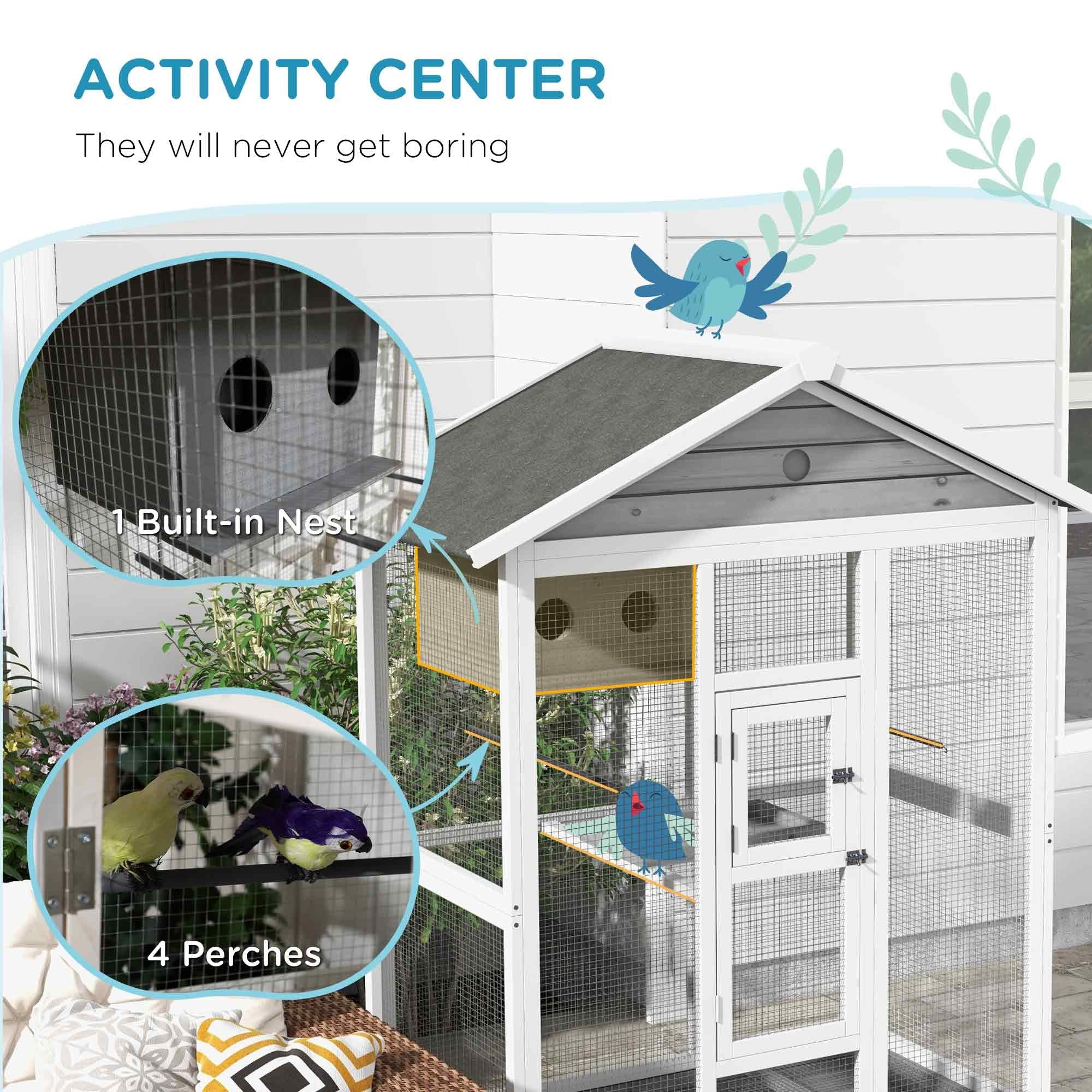 PawHut 64.5" furniture-style Bird Aviary - Extra Space for Finches