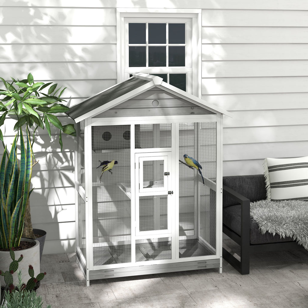PawHut 64.5" furniture-style Bird Aviary - Extra Space for Finches