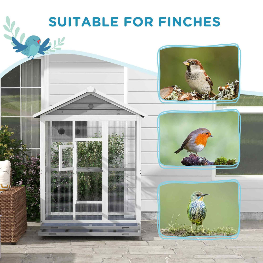 PawHut 64.5" furniture-style Bird Aviary - Extra Space for Finches