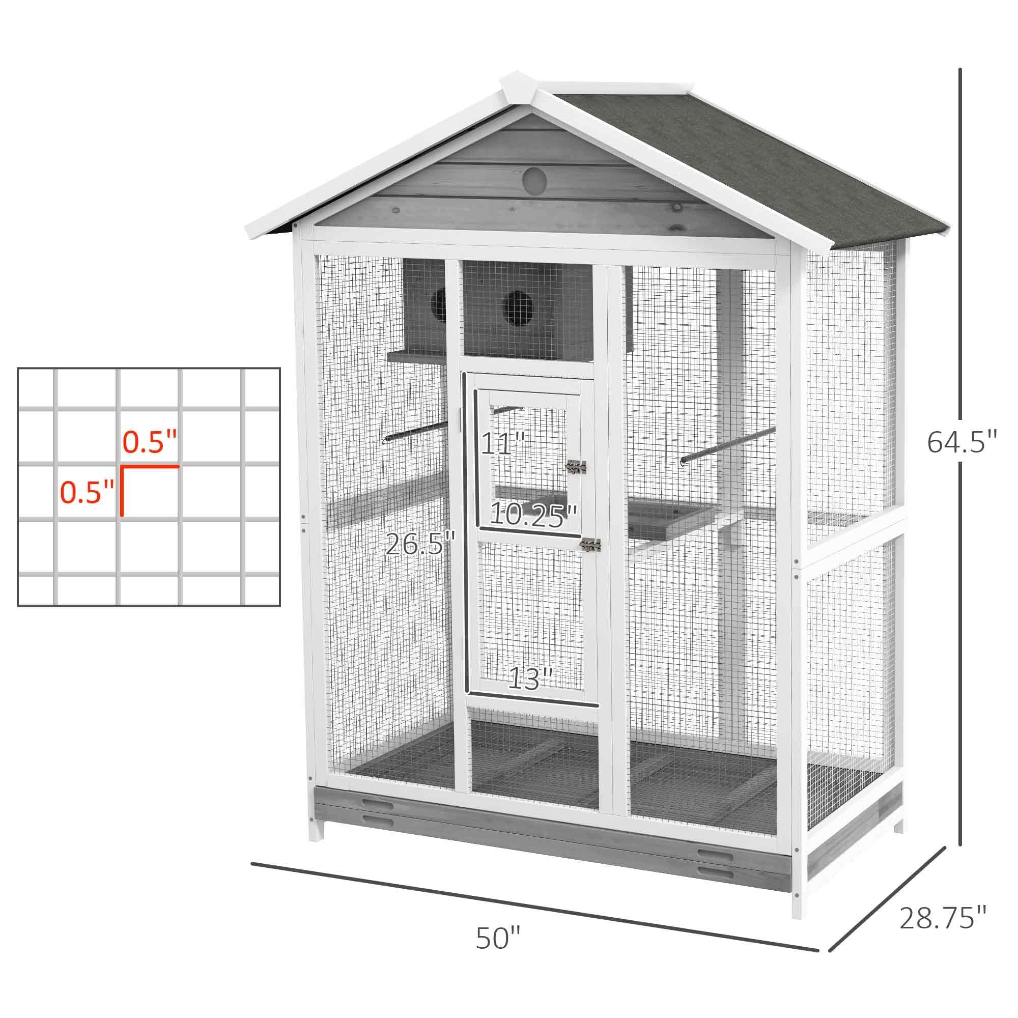 PawHut 64.5" furniture-style Bird Aviary - Extra Space for Finches
