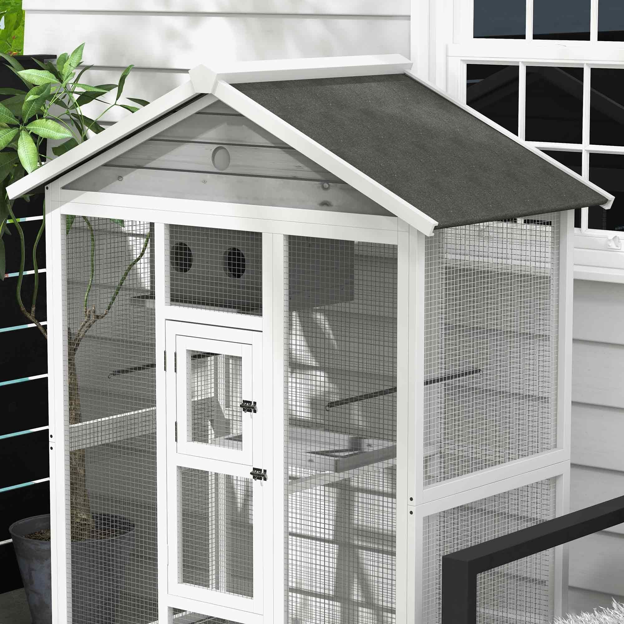 PawHut 64.5" furniture-style Bird Aviary - Extra Space for Finches