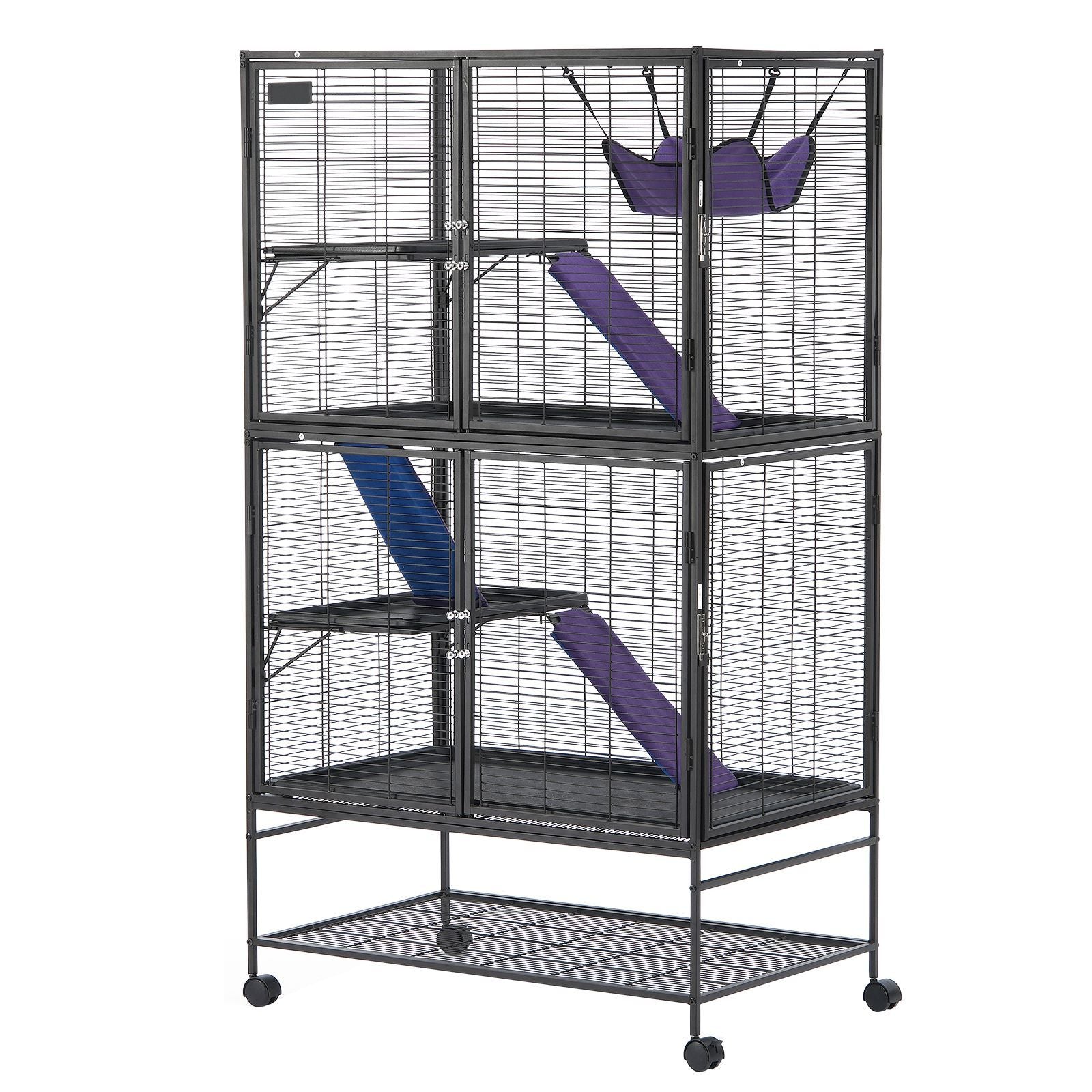 Large 64.6 Rolling structured Ferret Cage - 4 Tier with Ramps and Hammock