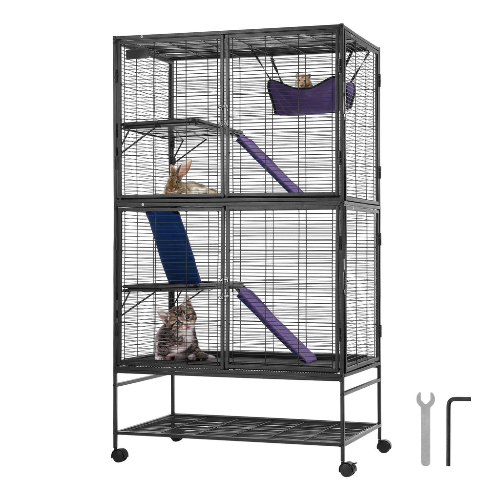 Large 64.6 Rolling structured Ferret Cage - 4 Tier with Ramps and Hammock