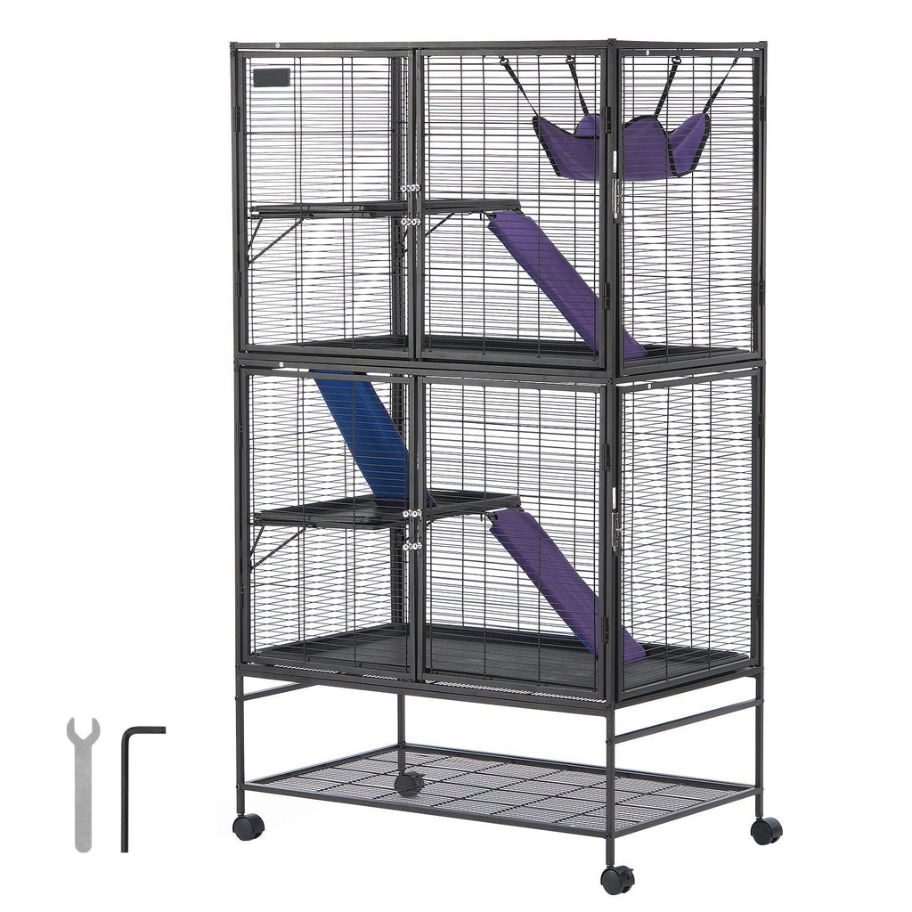 Large 64.6 Rolling structured Ferret Cage - 4 Tier with Ramps and Hammock