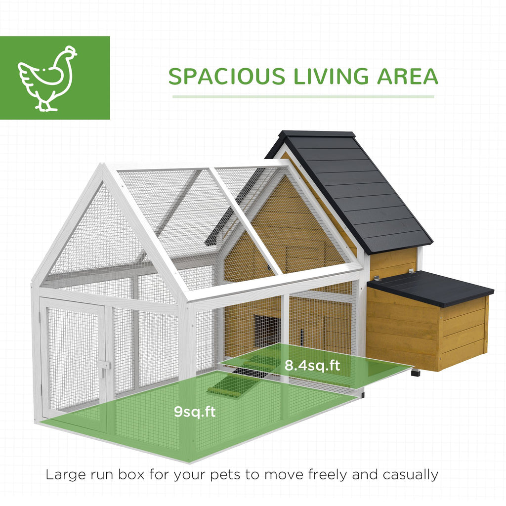 Spacious 65- furniture-style Chicken Coop with Nesting Box and Run