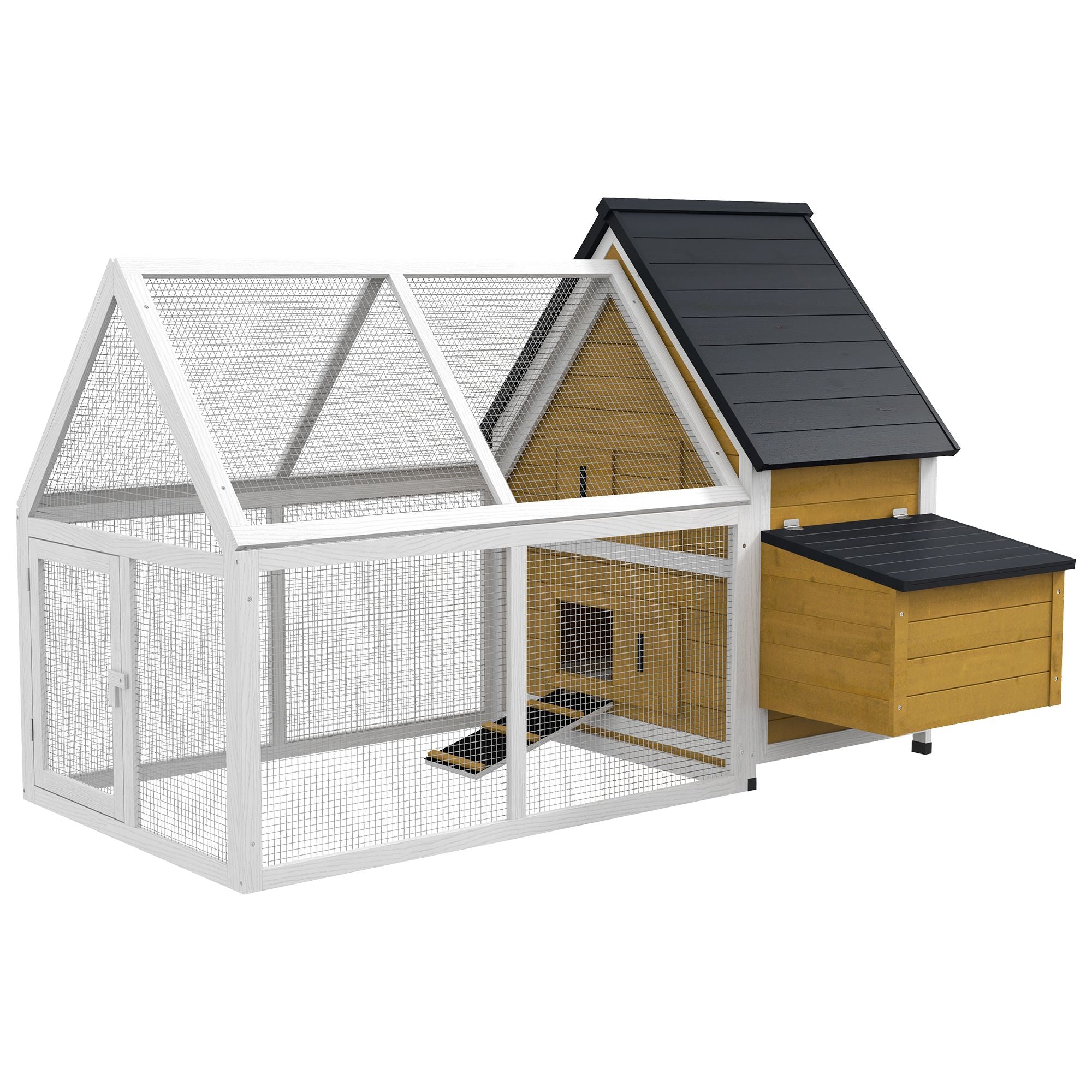 Spacious 65- furniture-style Chicken Coop with Nesting Box and Run