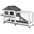 Spacious 65- furniture-style Rabbit Hutch with Open Roof & Storage