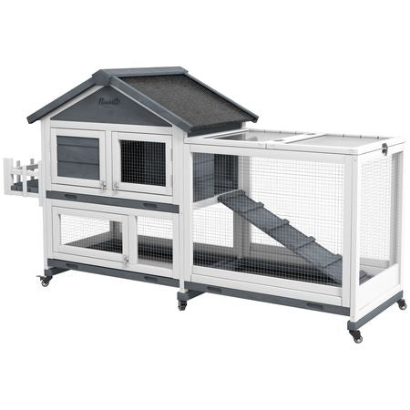 Spacious 65- furniture-style Rabbit Hutch with Open Roof & Storage
