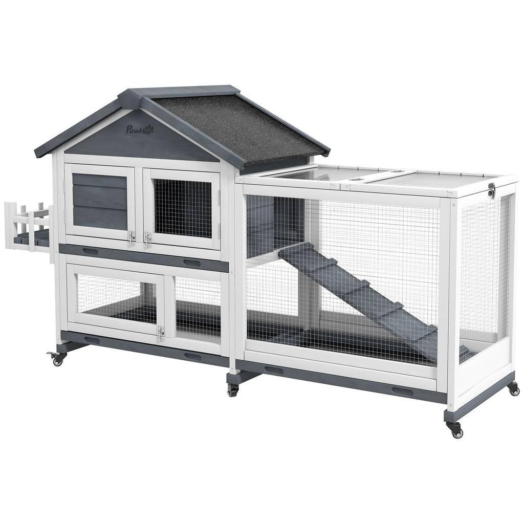 Spacious 65- furniture-style Rabbit Hutch with Open Roof & Storage