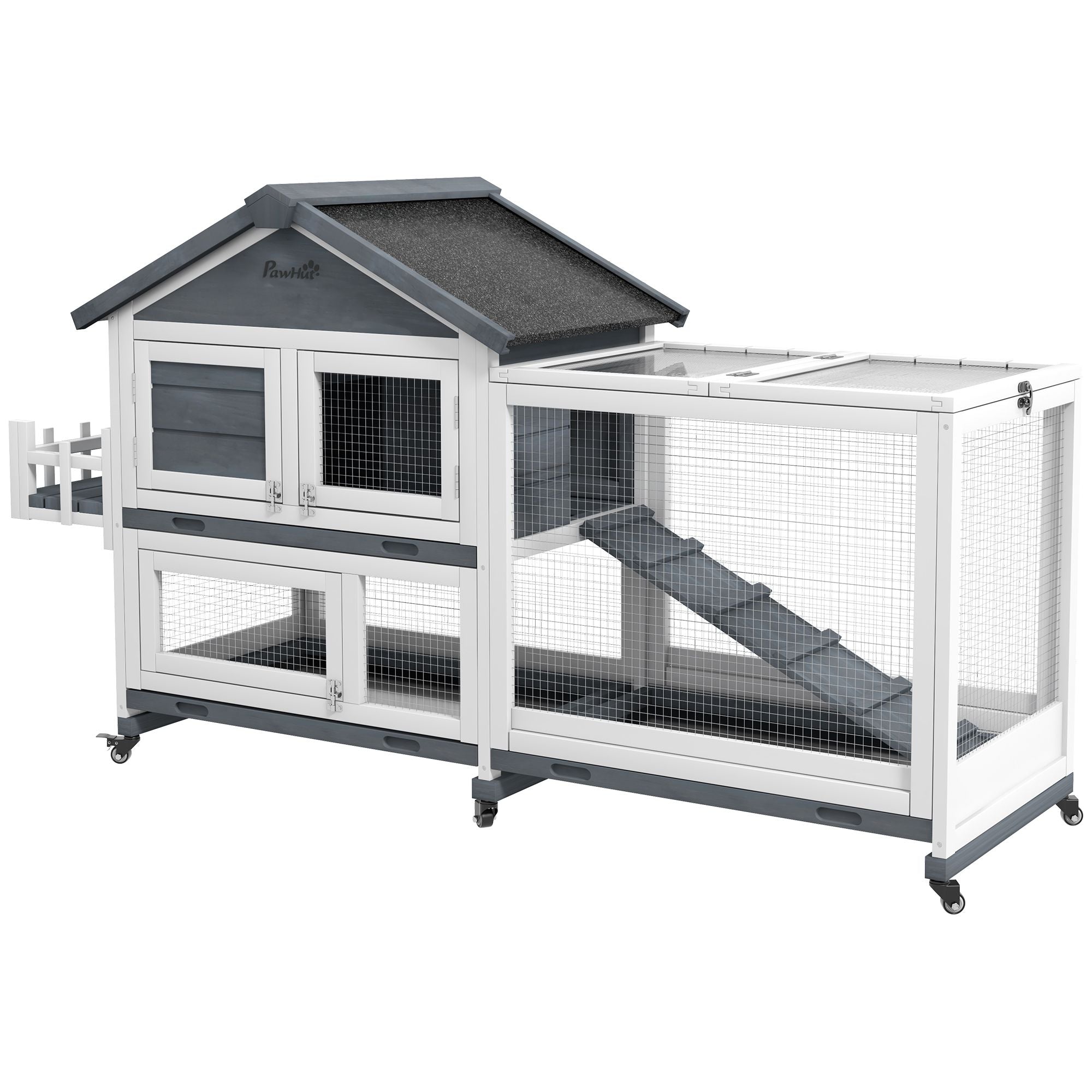 Spacious 65- furniture-style Rabbit Hutch with Open Roof & Storage