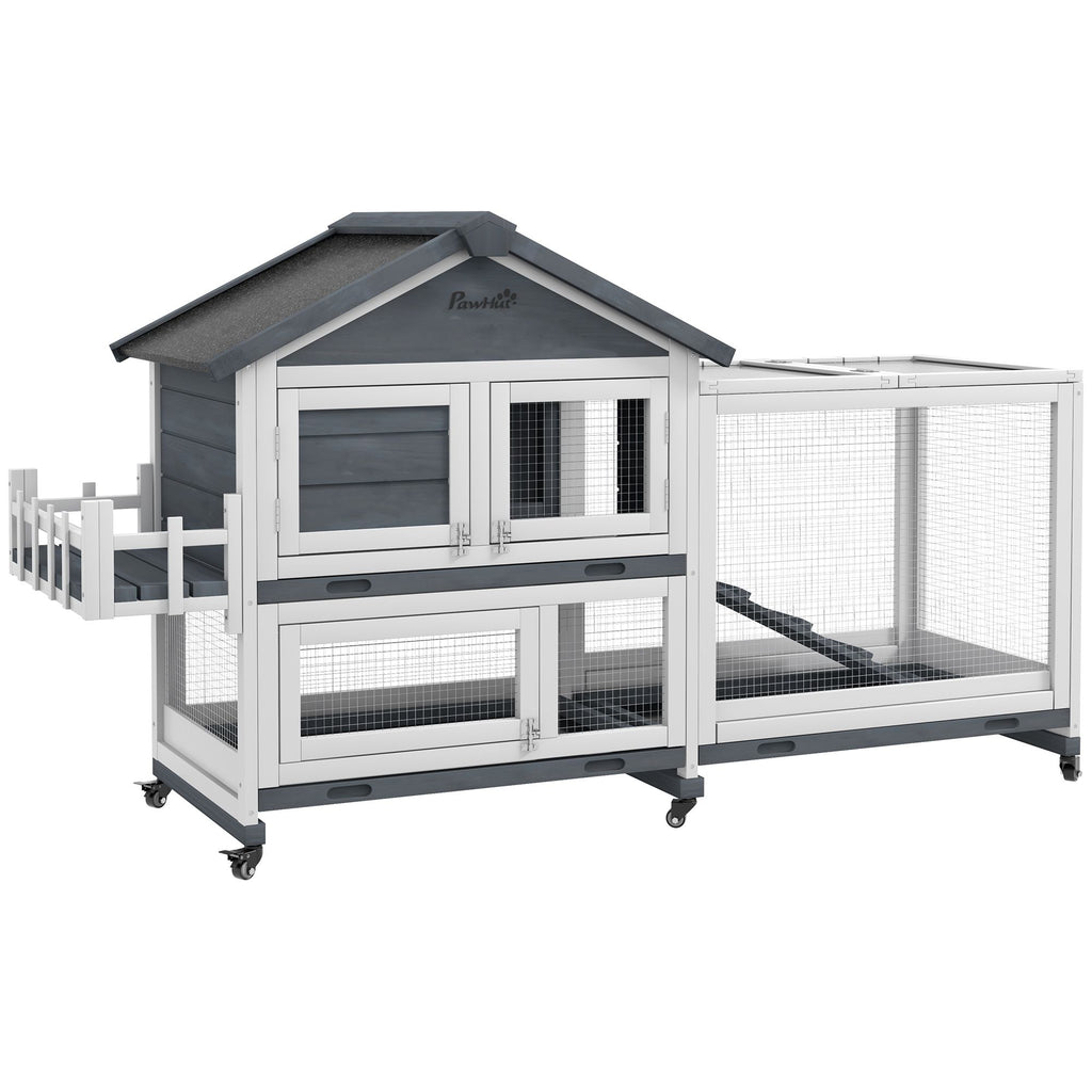 Spacious 65- furniture-style Rabbit Hutch with Open Roof & Storage