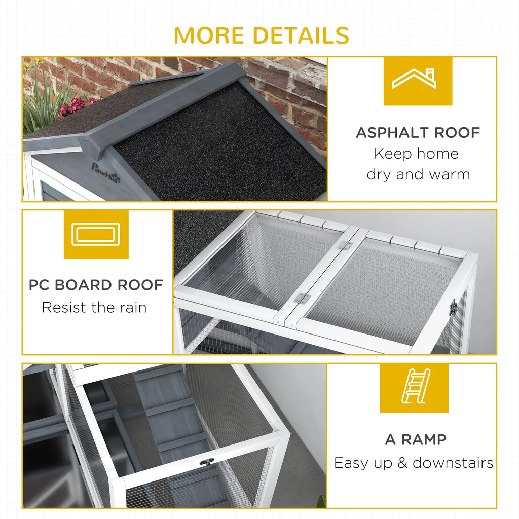 Spacious 65- furniture-style Rabbit Hutch with Open Roof & Storage