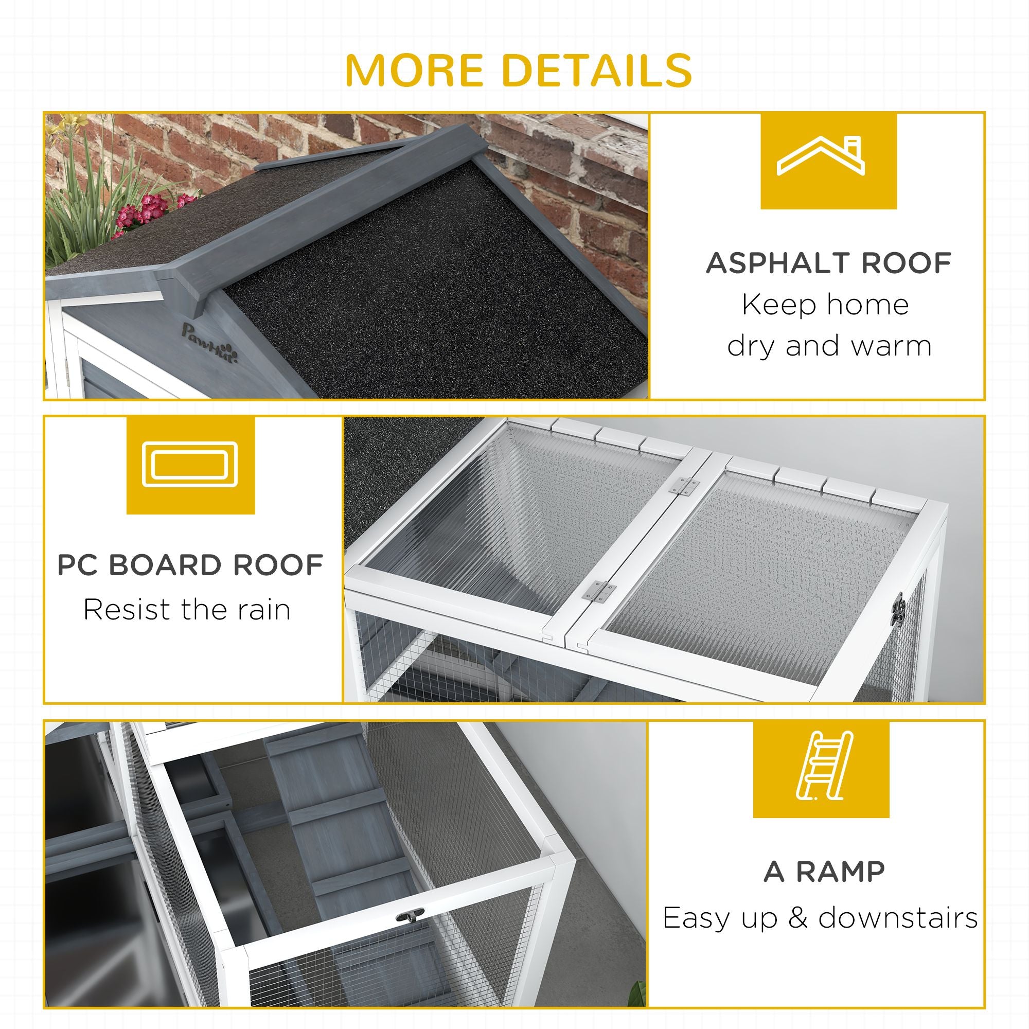 Spacious 65- furniture-style Rabbit Hutch with Open Roof & Storage