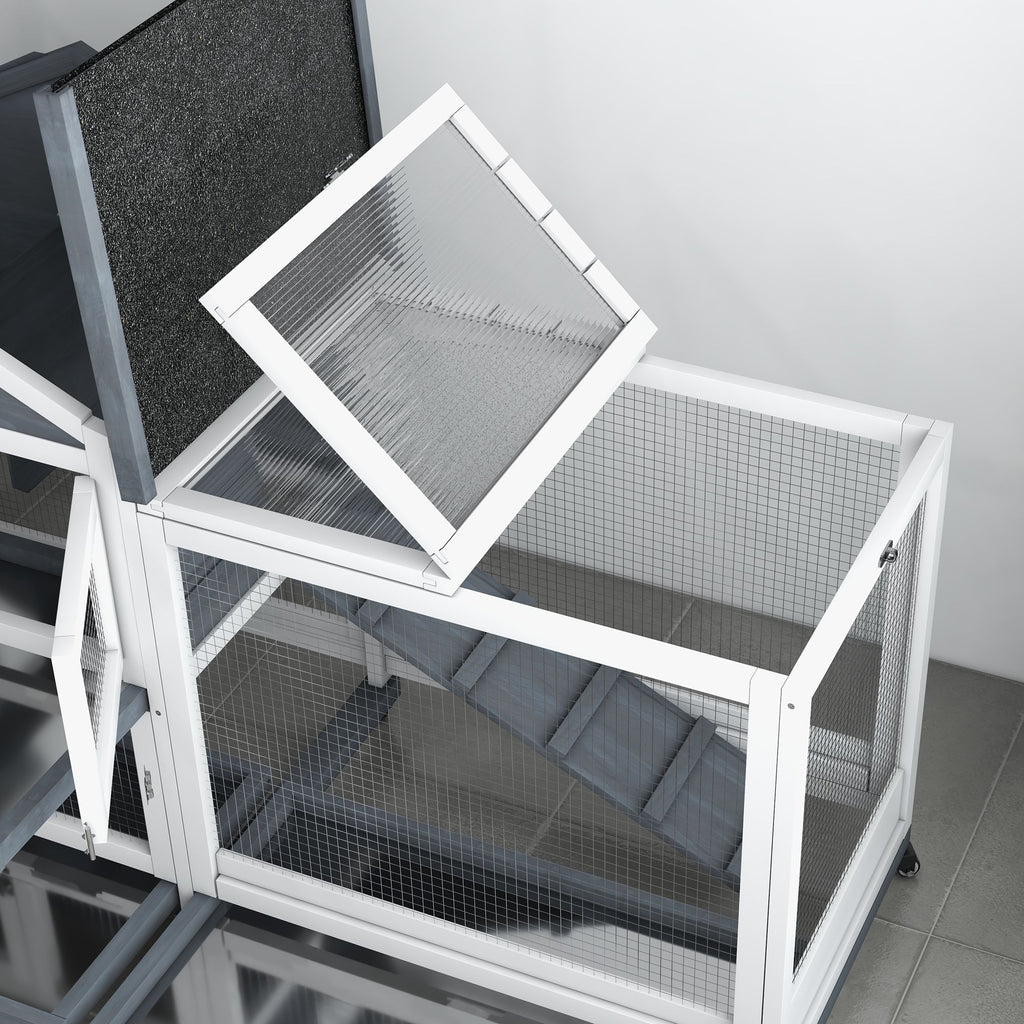 Spacious 65- furniture-style Rabbit Hutch with Open Roof & Storage