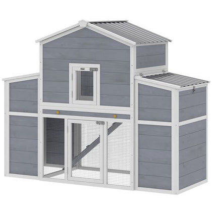 Spacious 66.5" furniture-style Chicken Coop with Dual Nesting Boxes and Ramp