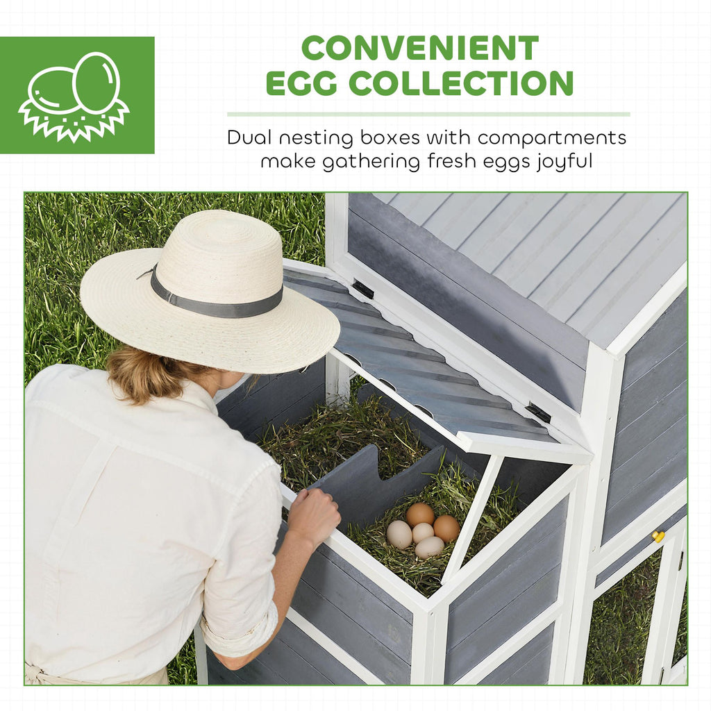 Spacious 66.5" furniture-style Chicken Coop with Dual Nesting Boxes and Ramp