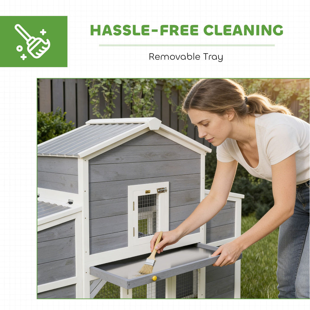 Spacious 66.5" furniture-style Chicken Coop with Dual Nesting Boxes and Ramp