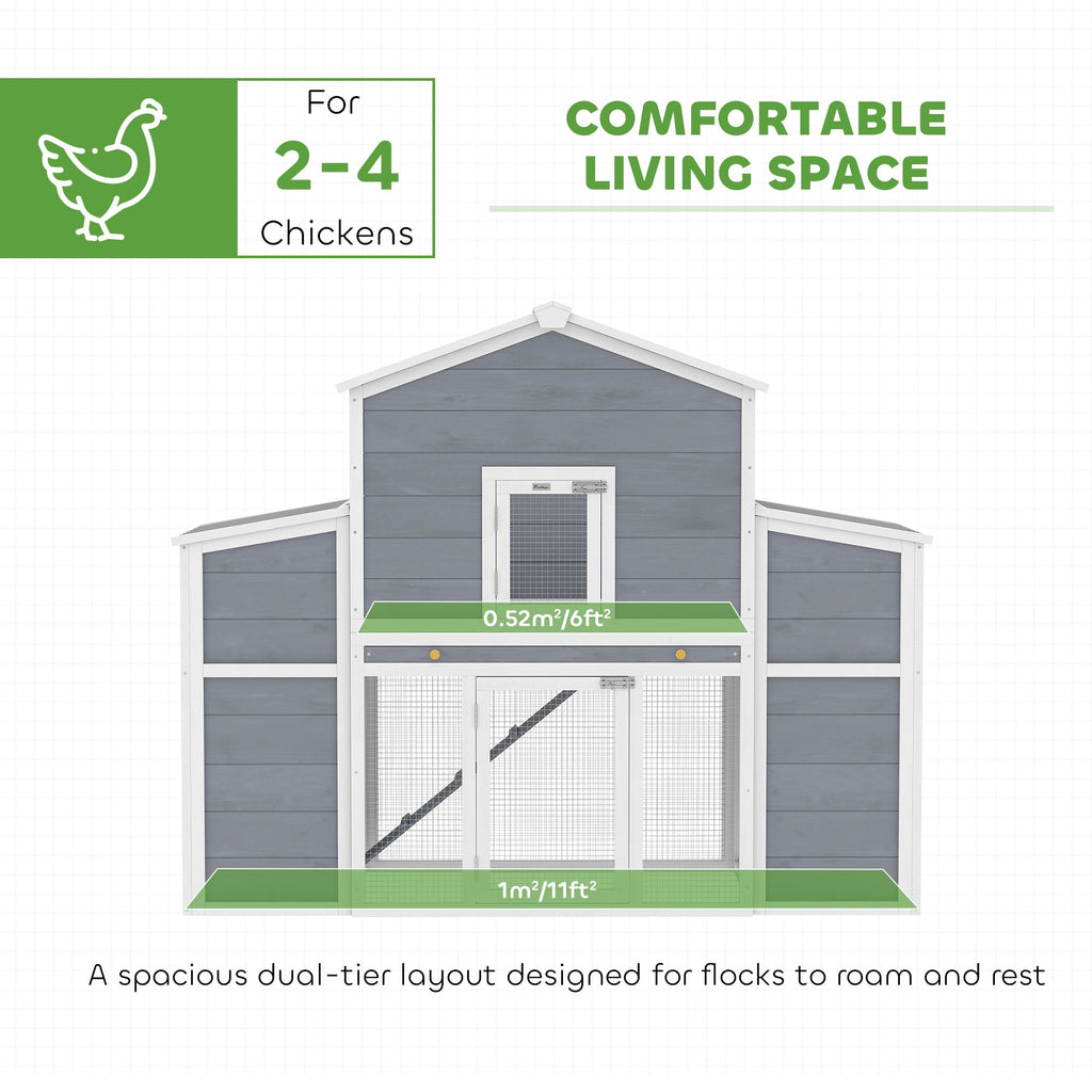Spacious 66.5" furniture-style Chicken Coop with Dual Nesting Boxes and Ramp