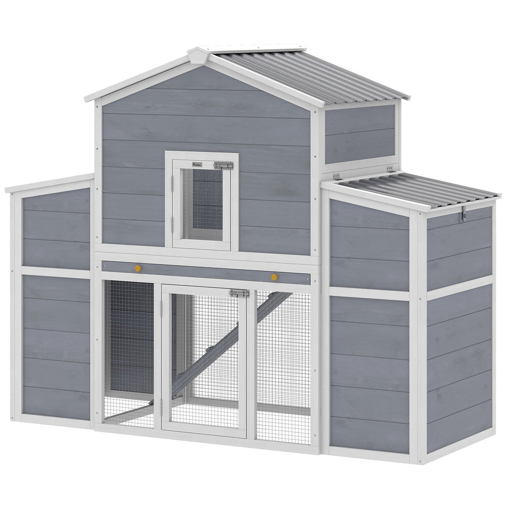 Spacious 66.5" furniture-style Chicken Coop with Dual Nesting Boxes and Ramp