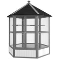 Spacious furniture-style Hexagonal Bird Aviary with Locking Doors