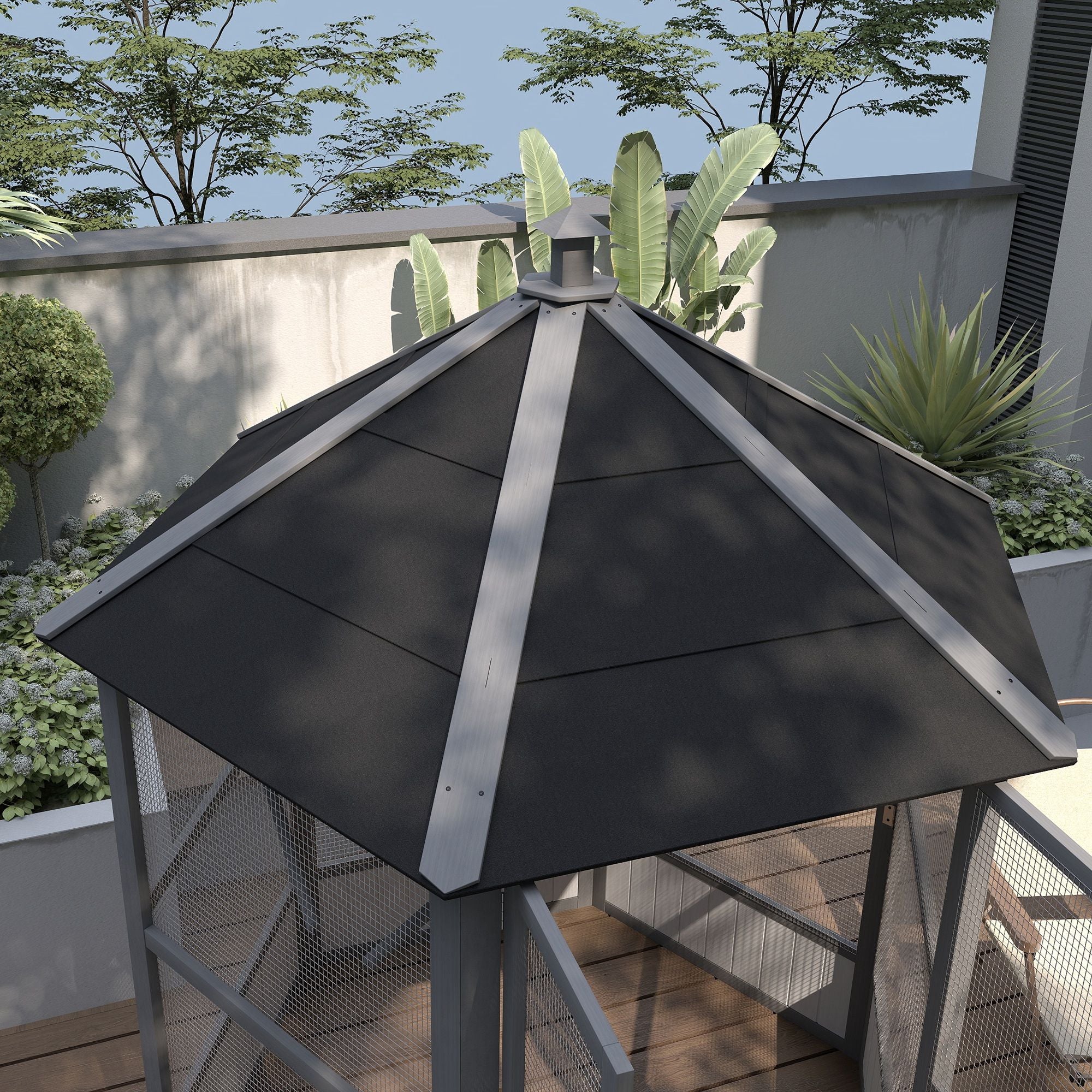 Spacious furniture-style Hexagonal Bird Aviary with Locking Doors