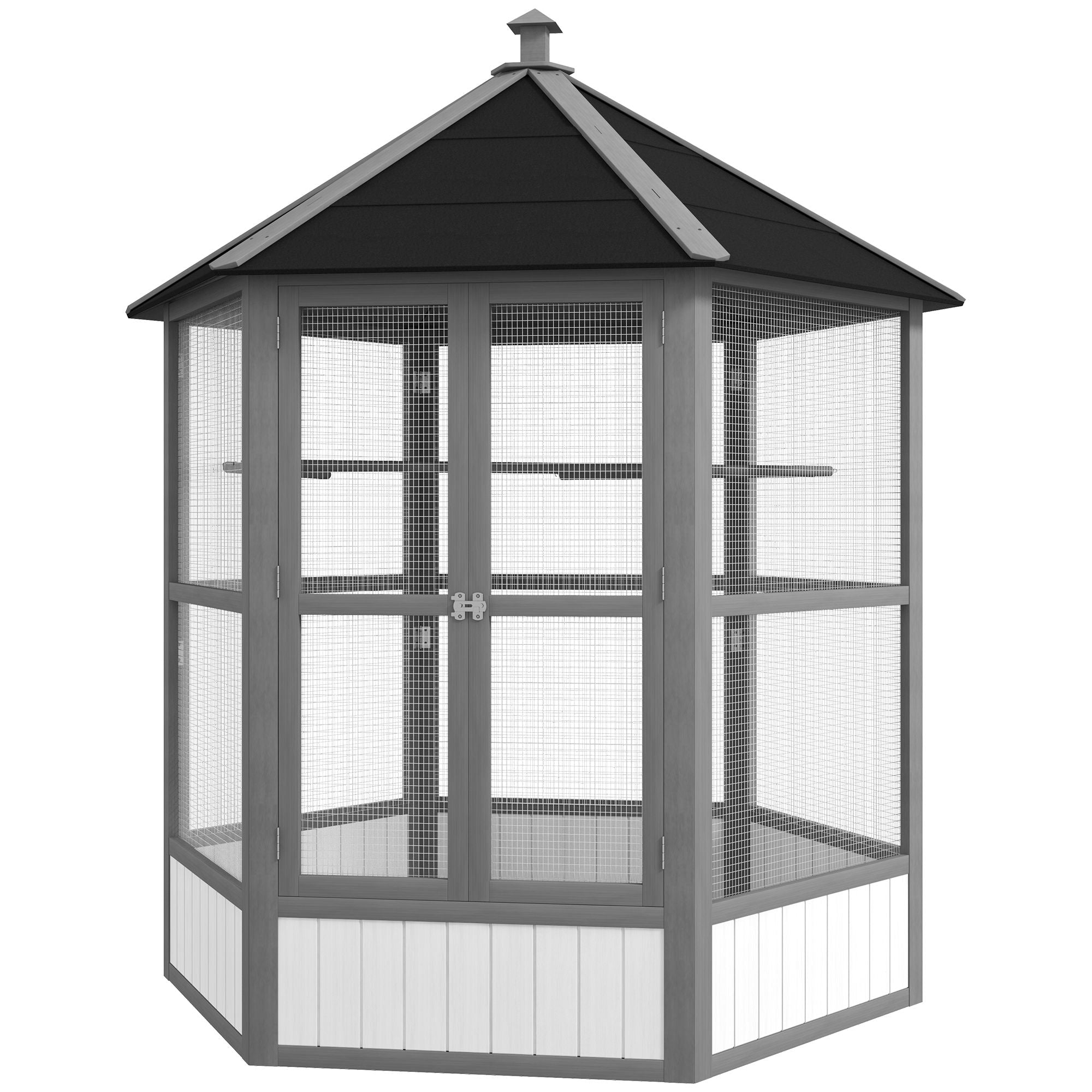 Spacious furniture-style Hexagonal Bird Aviary with Locking Doors