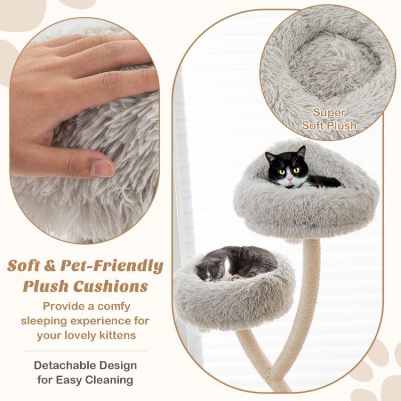 70- Tall Cat Tree with 3 Perches and Dangling Balls