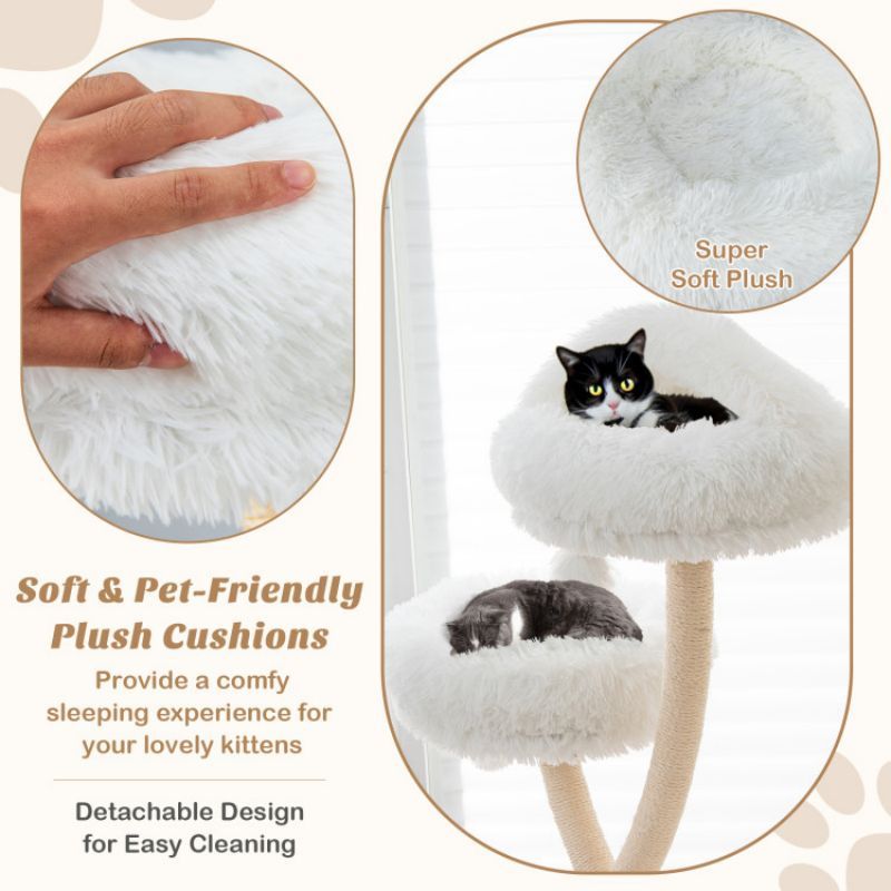 70- Tall Cat Tree with 3 Perches and Dangling Balls