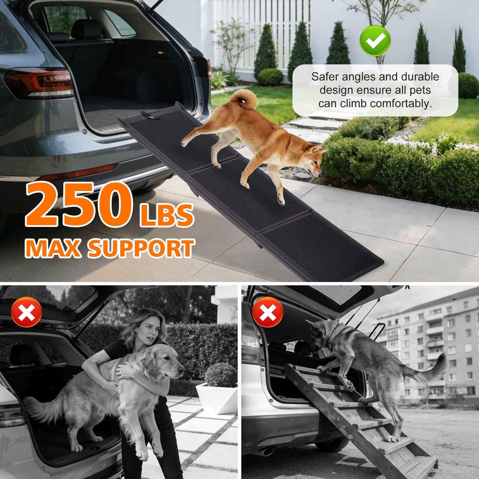 71- Non-Slip Foldable Dog Ramp for Large Dogs & SUVs