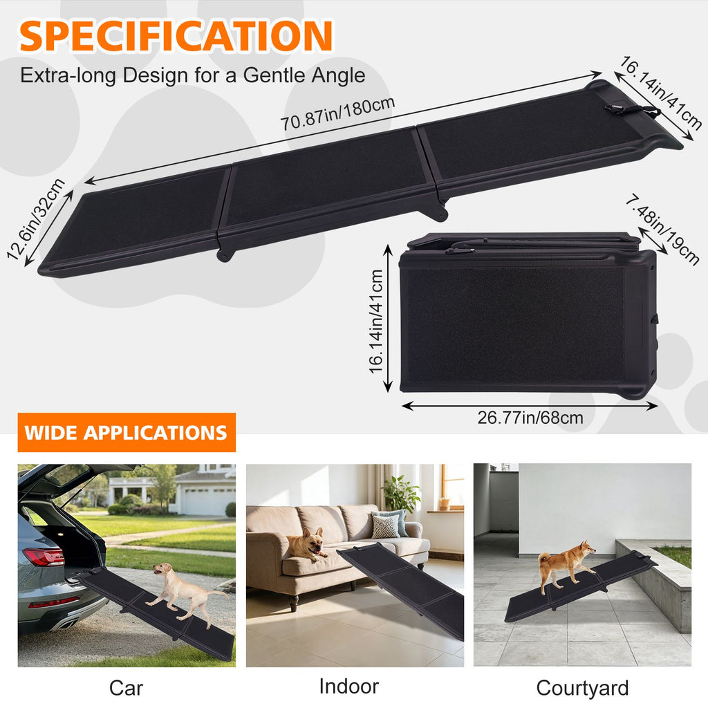 71- Non-Slip Foldable Dog Ramp for Large Dogs & SUVs