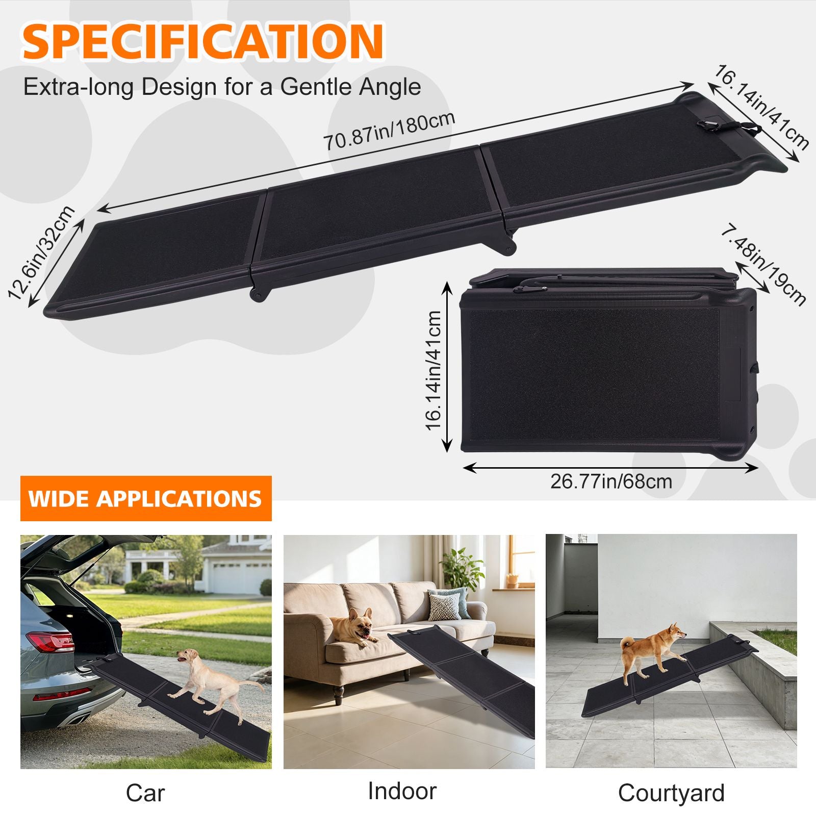 71- Non-Slip Foldable Dog Ramp for Large Dogs & SUVs