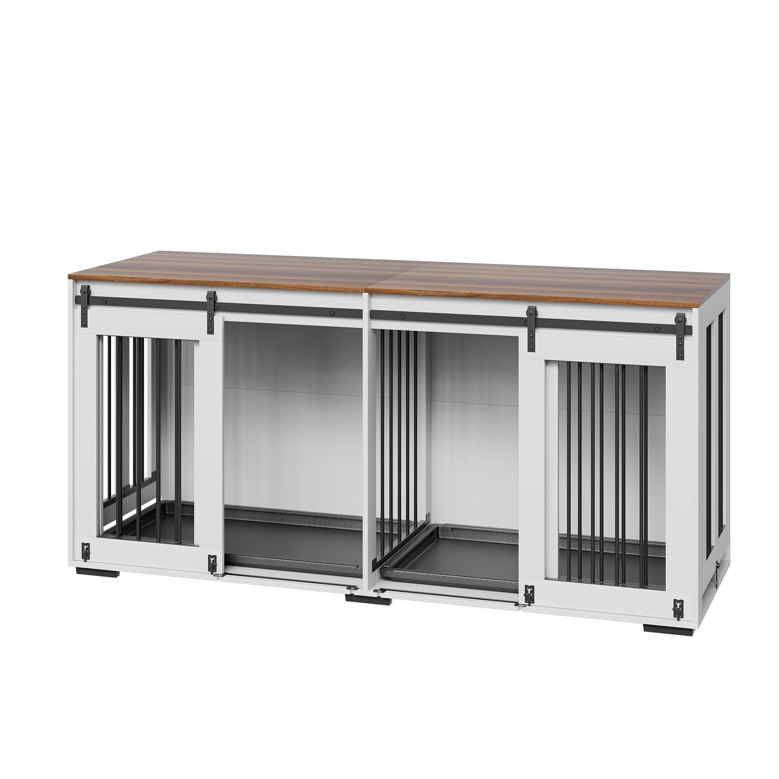 Elegant Large Double Dog Crate Furniture with Secure Sliding Doors