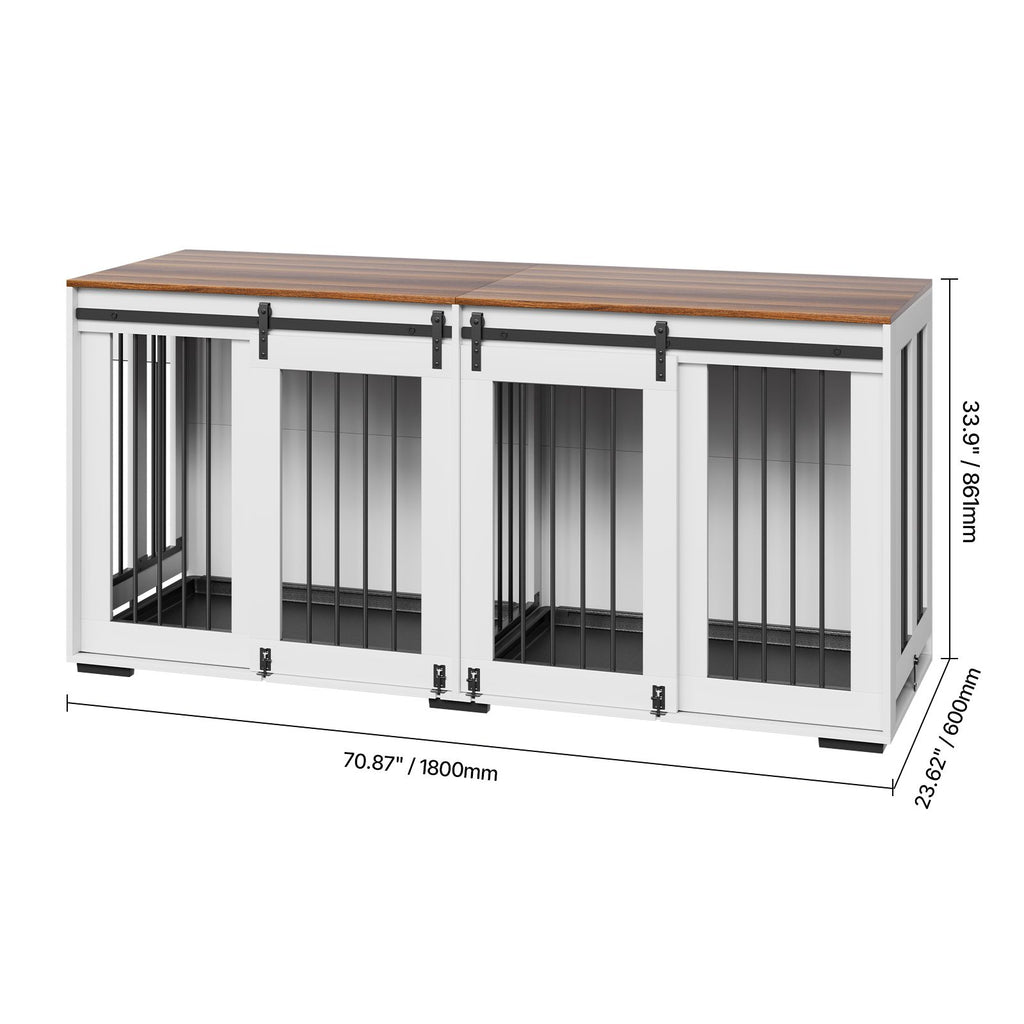 Elegant Large Double Dog Crate Furniture with Secure Sliding Doors