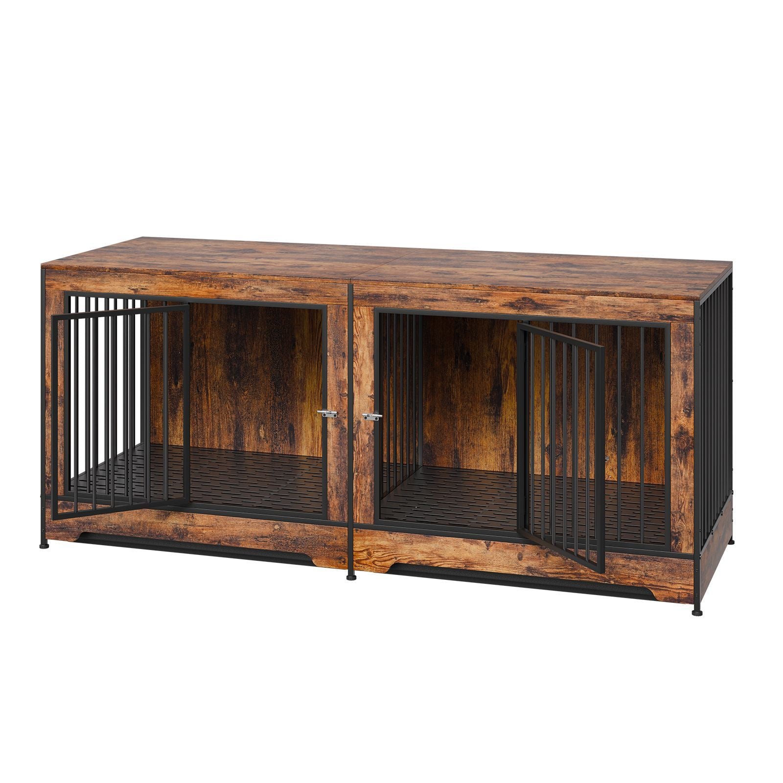 Extra Large Double Dog Crate Furniture with Divider and Dual Doors