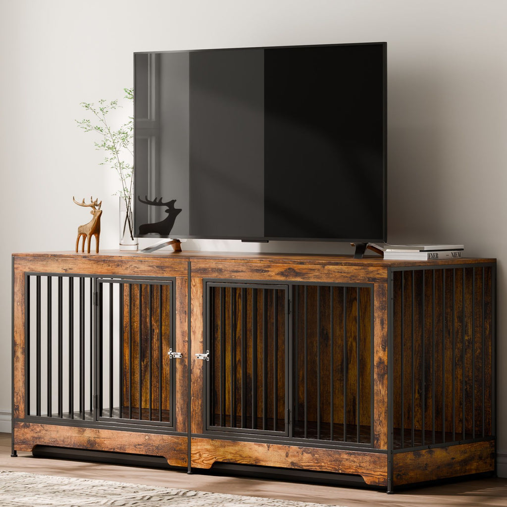 Extra Large Double Dog Crate Furniture with Divider and Dual Doors
