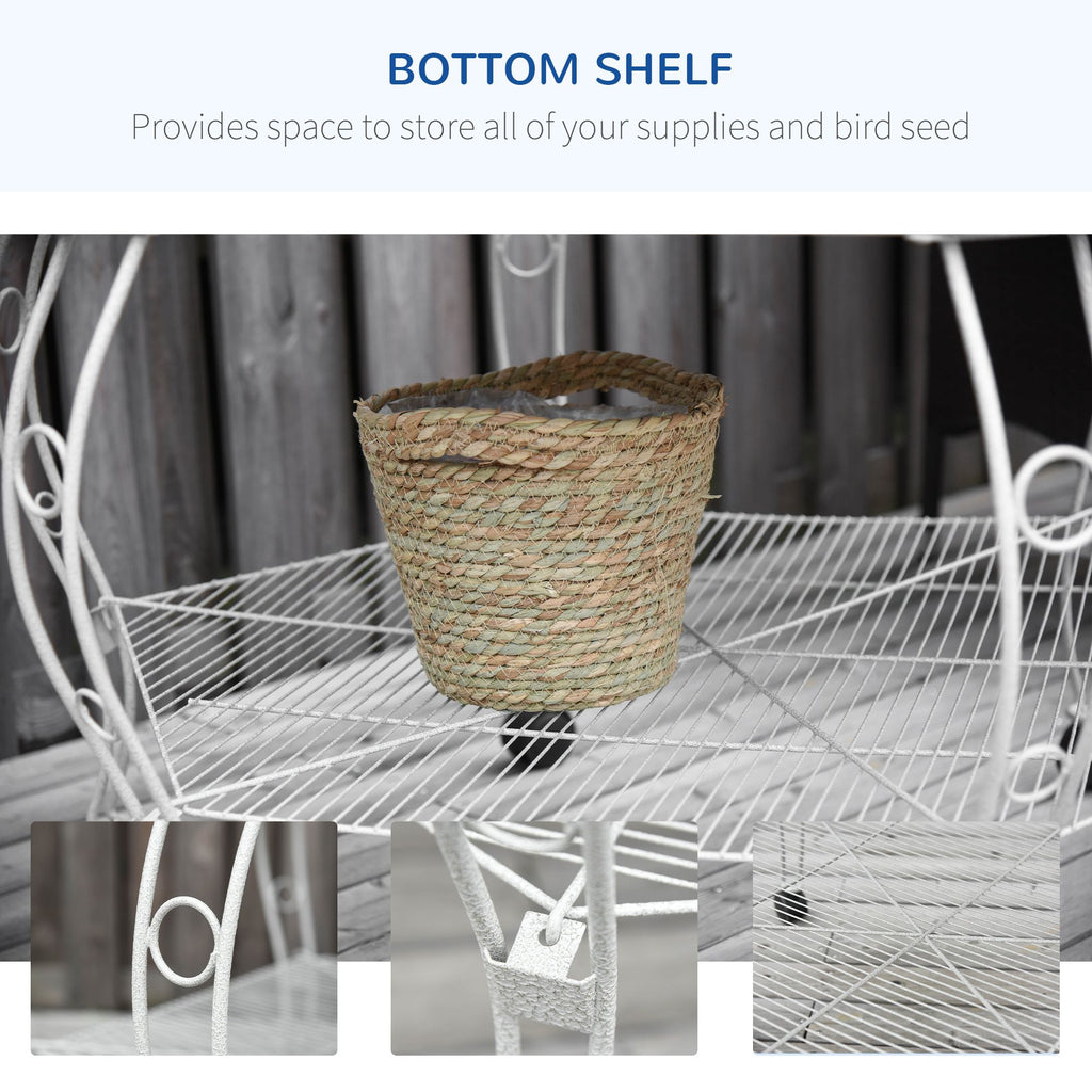 Give Your Birds Room to Fly: 77" Hexagonal Flight Cage with Canopy & Storage