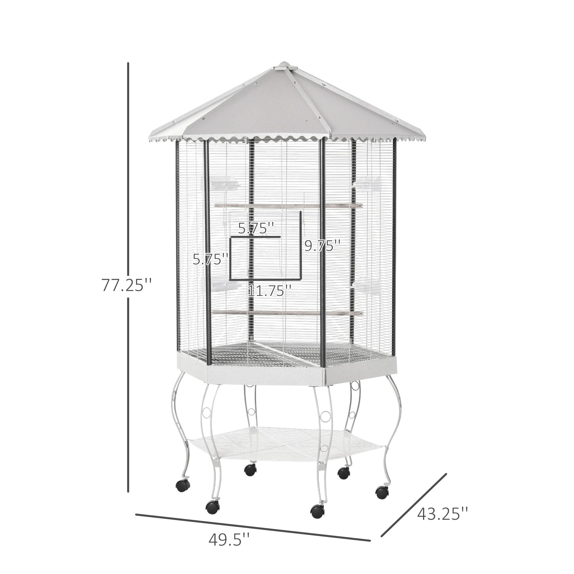 Give Your Birds Room to Fly: 77" Hexagonal Flight Cage with Canopy & Storage