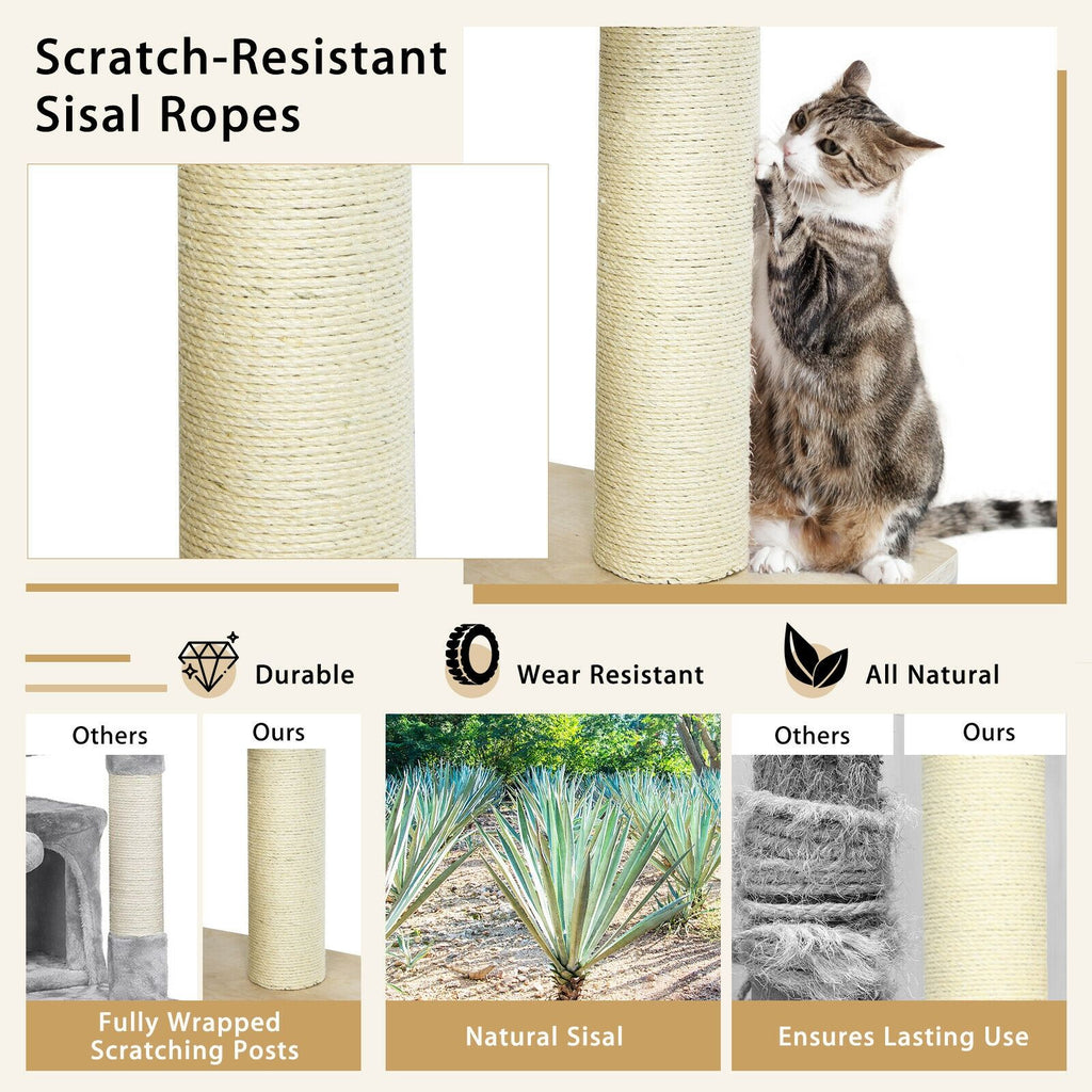 77.5" Multi-Level Cat Tree with Condo, Hammocks & Sisal Scratching Posts