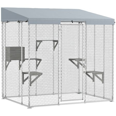 Large 79" Catio with water-ready Canopy and Sleeping Box for 1-3 Cats