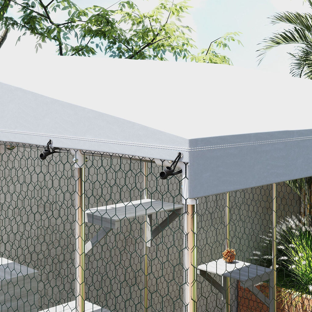 Large 79" Catio with water-ready Canopy and Sleeping Box for 1-3 Cats
